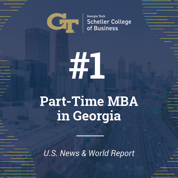 Graphic with the text “No. 1 Part-time MBA in Georgia, U.S. News & World Report” 