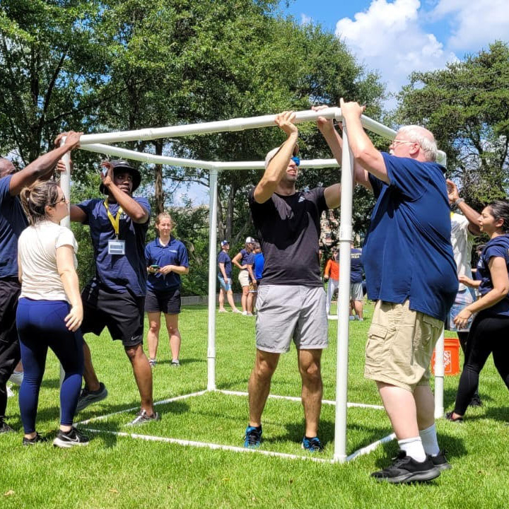 Executive MBA students engage in a cube-building exercise