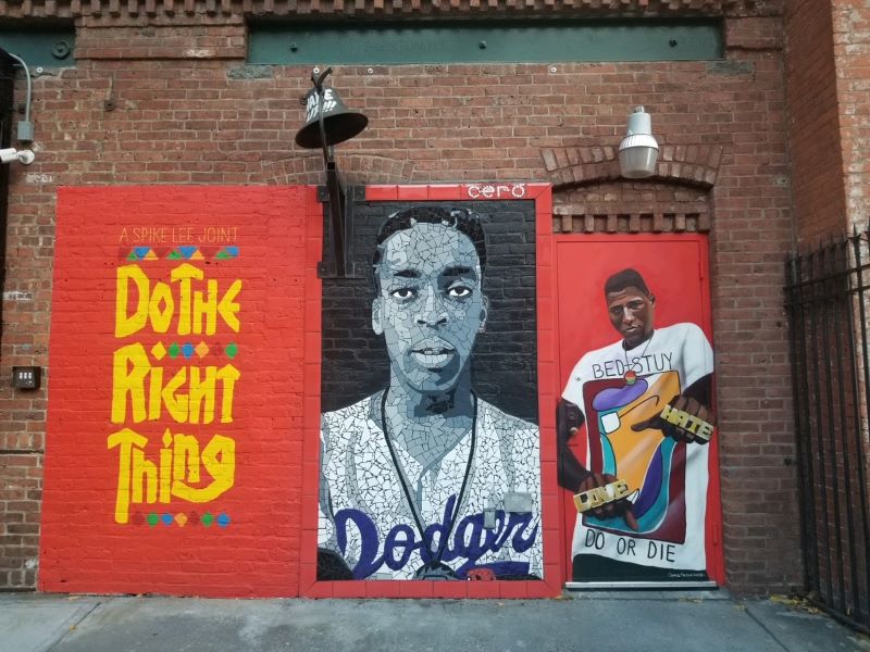 Spike Lee's "Mookie" mural near Brooklyn Tech. Lee is also a Morehouse graduate. 