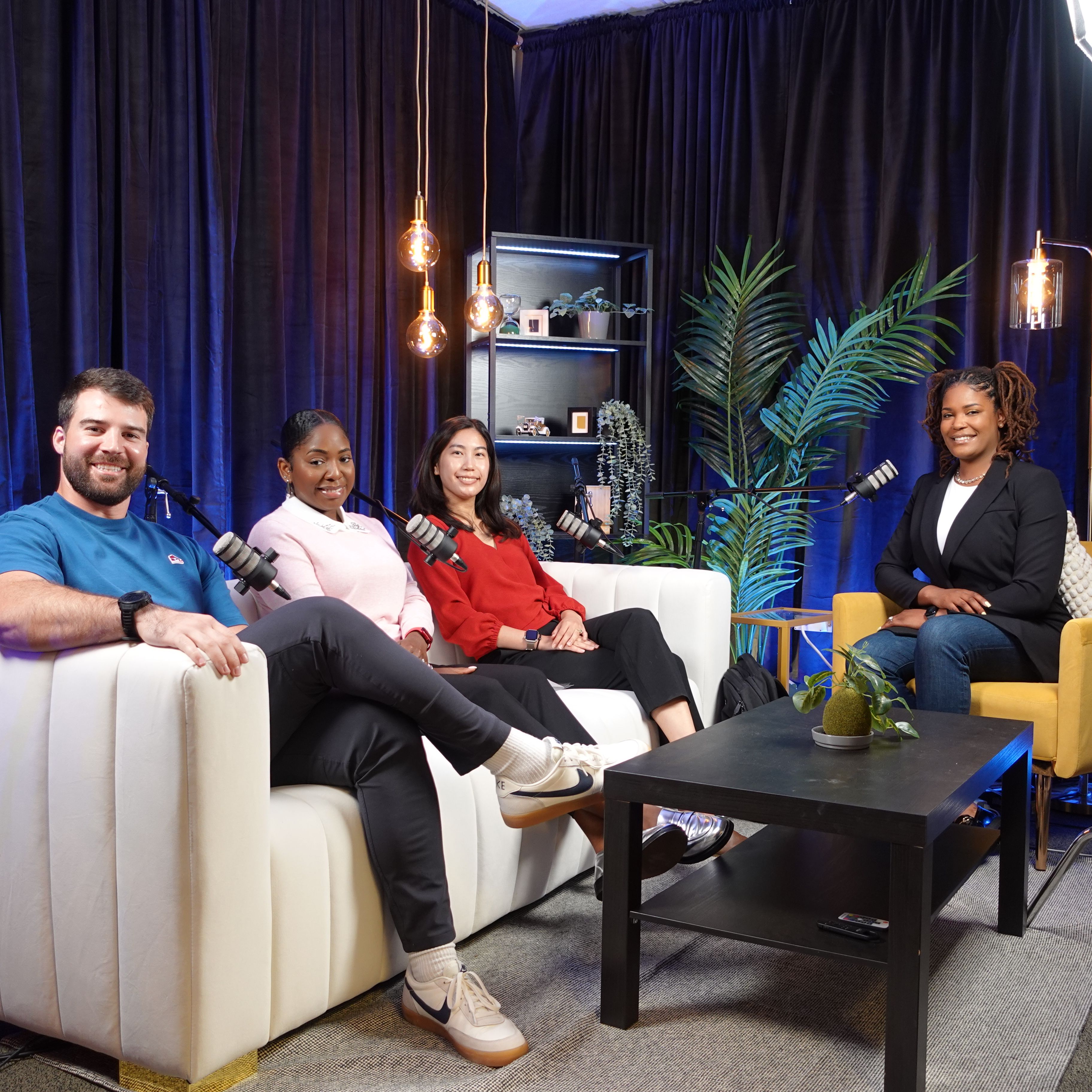 Four Georgia Tech MBA students sit down to record a podcast episode.  