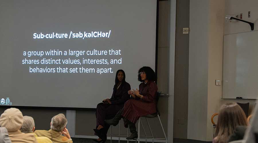 Kristin Beatty and Ashley Karim Kincey sharing insights during their "The Subculture Blueprint: From Data to Creative Impact" session.