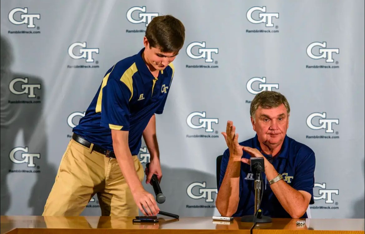 Wiley with former Georgia Tech football coach Paul Johnson. 