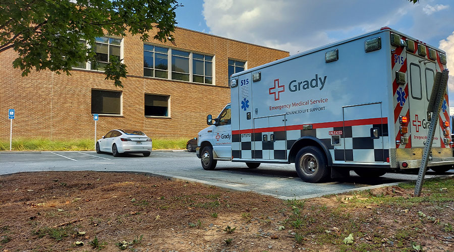 The Grady ambulance stationed at the Georgia Tech Police Department. 