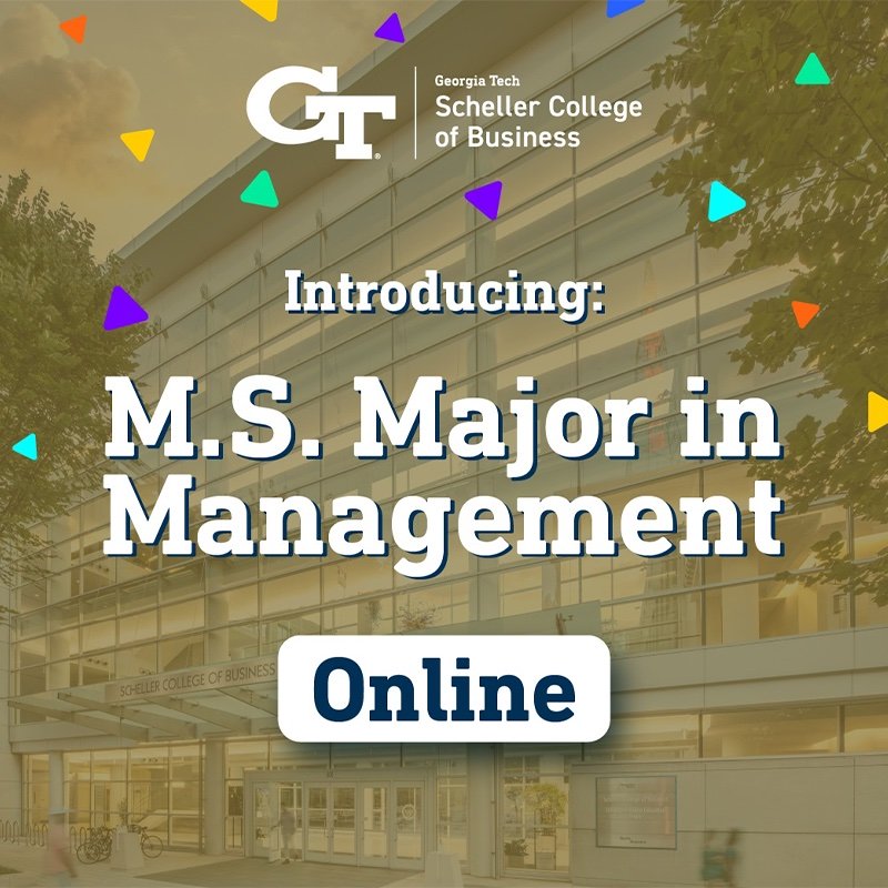 Graphic that reads: "Introducing M.S. Major in Management Online" 