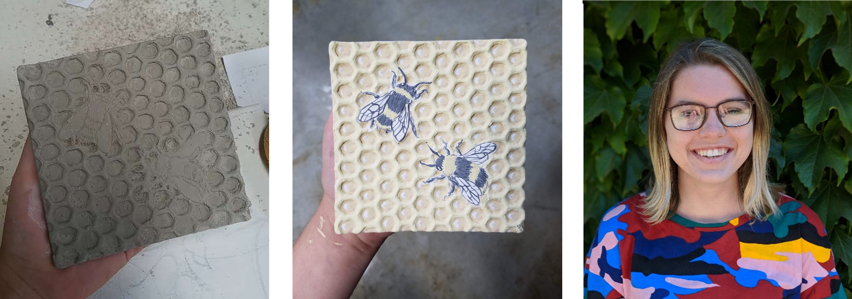 Using reclaimed clay, ‘Busy Bees’ was created by Scheller College of Business student Olivia Webb to express the importance and ingenuity of the honeybee. 